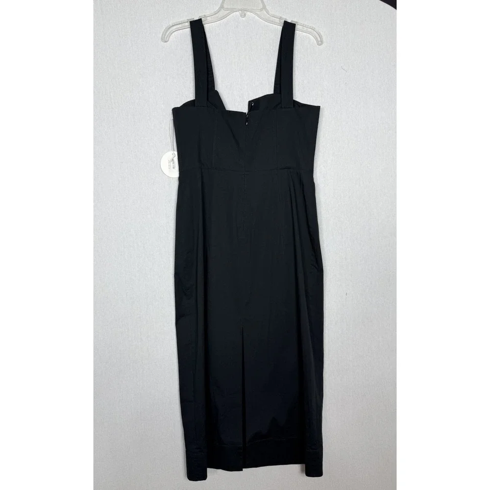 STAUD Sutton Lace Up Black‎ Midi Dress Size 10 New - Picture 5 of 14